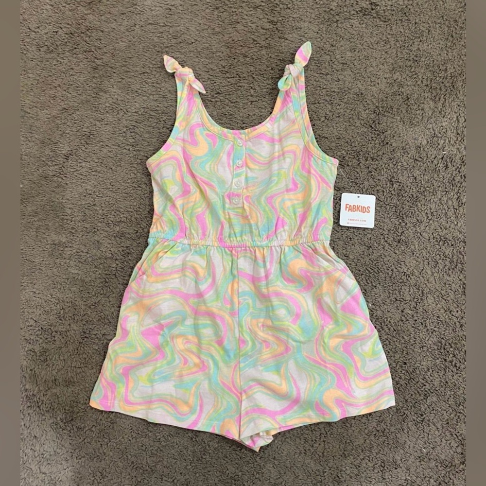 Girls Fab Kids Bright Swirl color Romper 10/12 NWT
